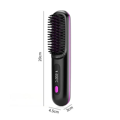 Electric Professional Negative Ion Hair Straightener Brush 2 In 1 Curling Comb Hair Curling Tool Straight Brush  USB Charging