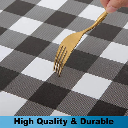 Olanly Round Table Cover Fitted Vinyl Tablecloth Elastic Waterproof Dining Table Cloth Home Decor For Picnic Camping Outdoor