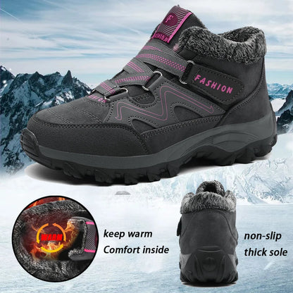 Men Boots 2023 Winter New Couple Plush and Anti Slip Ankle Fashion Snow Boots Rubber Work Boots Comfortable Casual Hiking Boots