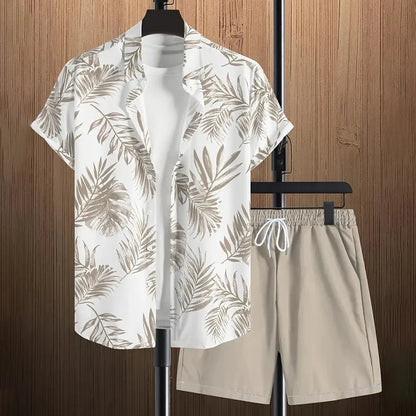 Men's -2Pieces Lapel Button-Down Short-Sleeve Shirt