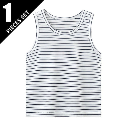 Children's 3 pieces set summer tank top striped sleeveless shirt for kids