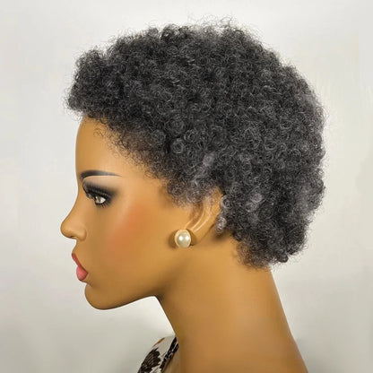 Human Hair Afro Short Pixie Wigs
