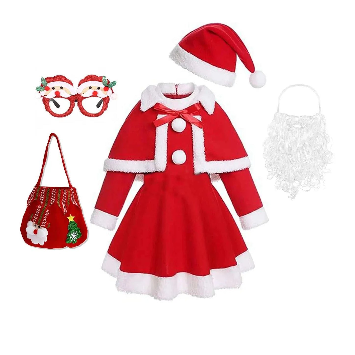 Children's New Year Festival Clothing Set St Nicholas dress with hat for girls and boys Christmas Santa Claus cosplay suit