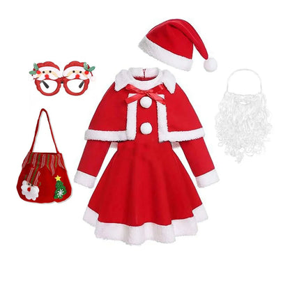 Children's New Year Festival Clothing Set St Nicholas dress with hat for girls and boys Christmas Santa Claus cosplay suit