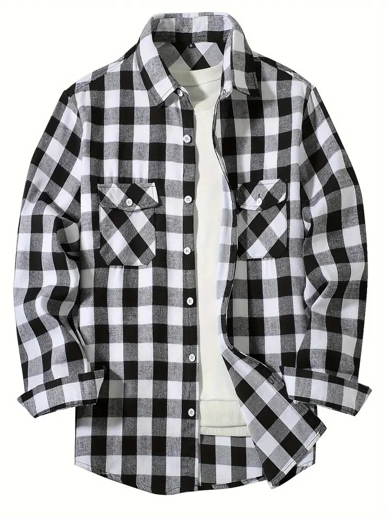 Spring Cotton Long Sleeve Men's Shirt