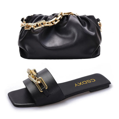 women's flat shoes and handbag set