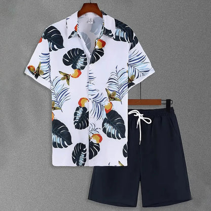Men's -2Pieces Lapel Button-Down Short-Sleeve Shirt