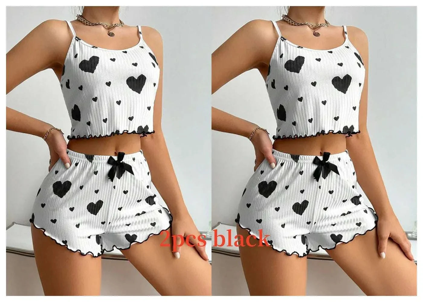 Women's pajamas set with tank tops and shorts sleepwear