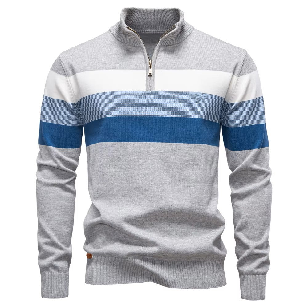 Men's Long Sleeve Cotton T Shirts with Zipper Closure