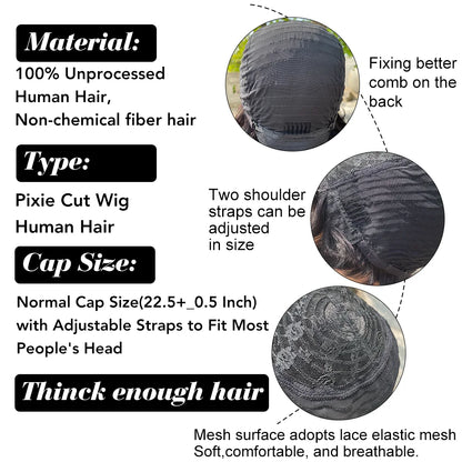 Short Human Hair Wigs for Black Women Pixie Cut Wig Human Hair Wig Glueless Wigs for Women Short Pixie Straight Human Hair Wigs